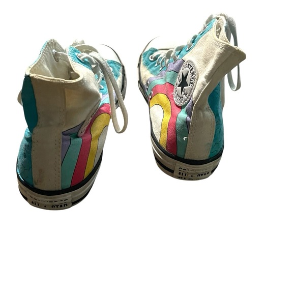 Converse Shoes Juniors CTAS HI Top Blue Rainbow Size 4 - Picture 7 of 10